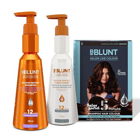 Chocolate Dark Brown Shampoo Hair Colour & Care Kit (Colour Protect Sh ...