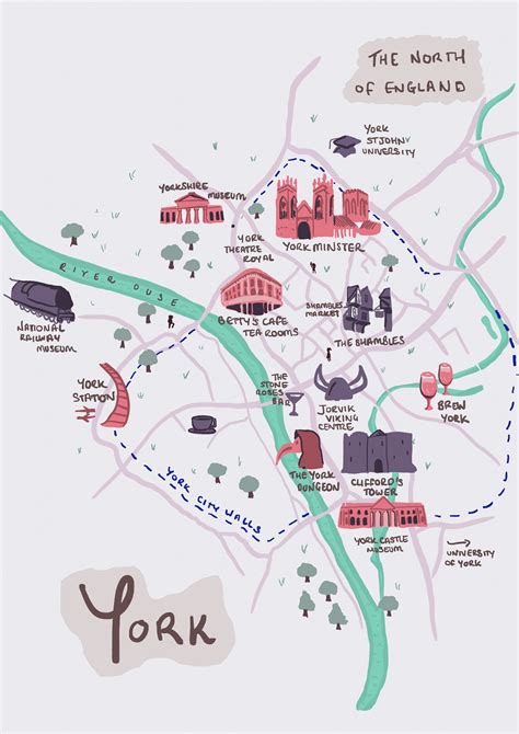 York Map Illustrated Map England Map York England Map - vrogue.co
