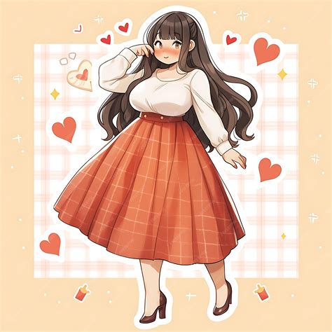 Premium AI Image | Sticker Anime Girl Cute Chubby Cartoon with Bold ...