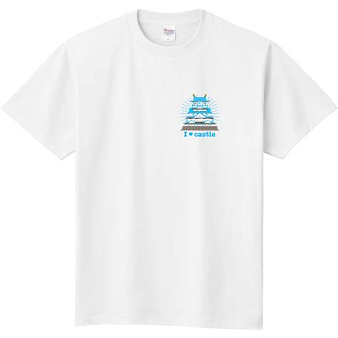 I love castle Tシャツ 和風・ブルー（白） | 戦国と武将のアイテム yockdesign Rekishi Label