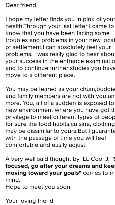 write a letter to your friend advising him/her to take care of health ...