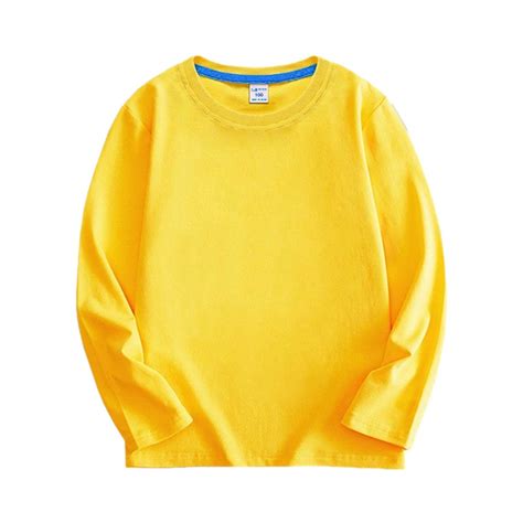 ZyeKqe Unisex Kids Long Sleeve Shirts Crewneck T-Shirts Solid Color ...