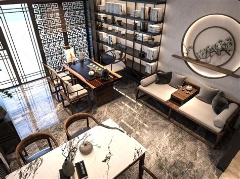 新中式客厅茶室 - 效果图交流区-建E室内设计网