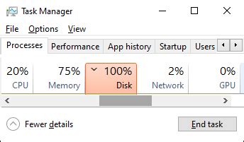 Image result for In Task Manager Disk Is Showing 100