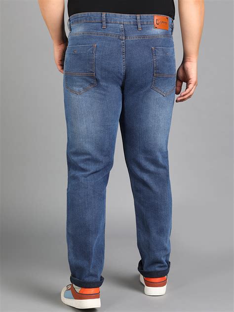 Plus Men's Blue Regular Fit Washed Jeans Stretchable – Urbano Fashion
