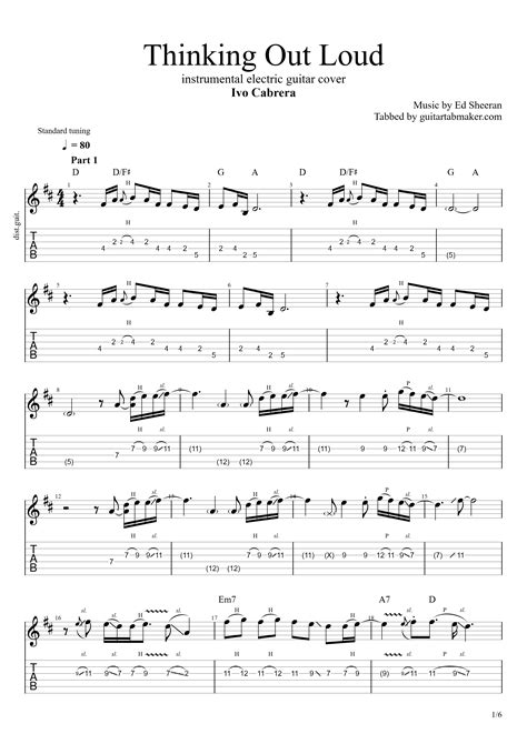 Ed Sheeran - Thinking Out Loud TAB (instrumental)