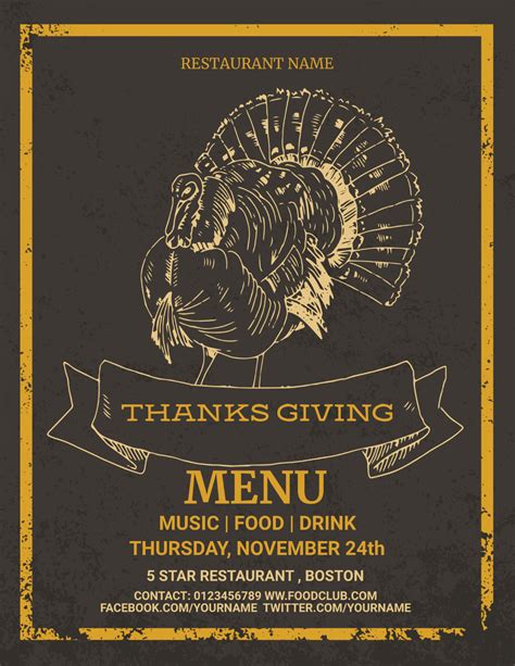 Free Thanksgiving Menu Templates, Editable and Printable