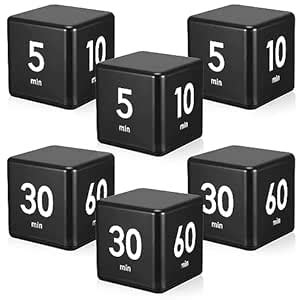 Xuhal 6 Pcs Cube Timers Gravity Sensor Flip Timer Kitchen Timer Block 2 ...
