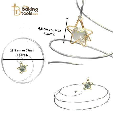 Silver Spiral Metal Wire with Hanging Diamond Star Cake Topper