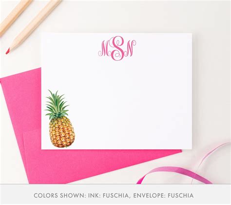 Buy Pineapple Stationery With Monogram, Customized Pineapple Note Cards ...