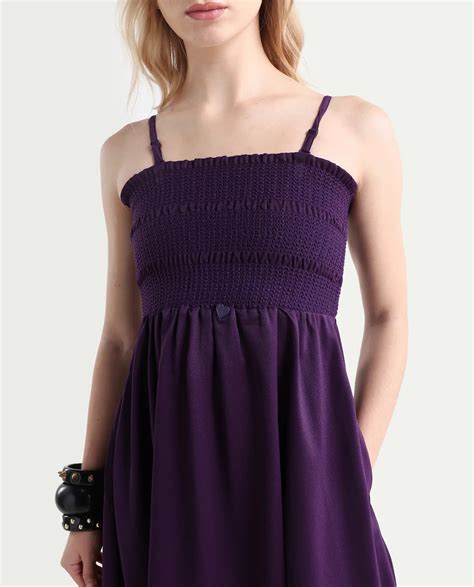 Rareism Women's Zuret Dark Purple Contemporary Full Flared Tube Dress