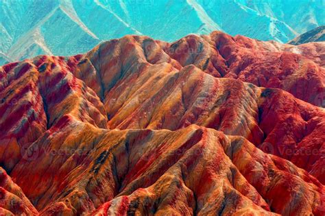 Amazing scenery of china mountains and blue sky background in sunset ...