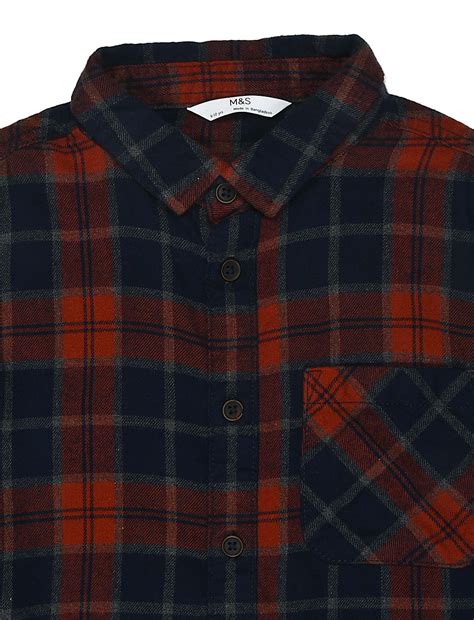 Buy Pure Cotton Checks Spread Collar Shirt at Marks & Spencer