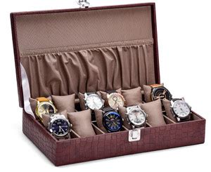 LAAM ALIF Men's Women's Stylish Brown 8 Slots Watch Box Organizer Watch ...