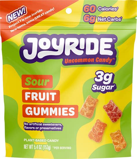 Amazon.com : JOYRIDE Low-Sugar Sour Fruit Gummies - Keto Candy with 3g ...