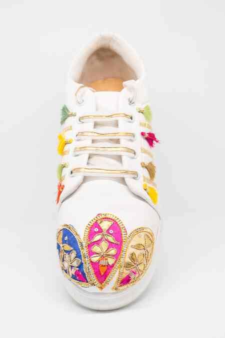 Buy Multi Color Gota Embroidered Sneakers by The Saree Sneakers Online ...