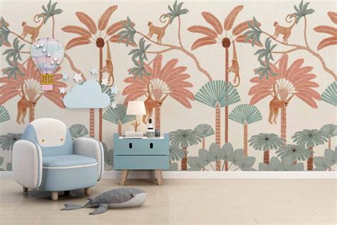 Monkey Safari Wallpaper Mural - Magicdecor®