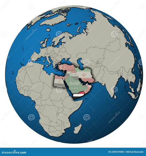 Map of Yemen Territory Located in Middle East Region with Country Flags ...