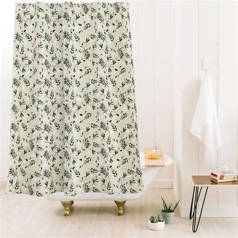 Nordic Olive Green Shower Curtain Iveta Abolina