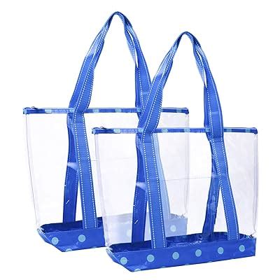 Buy VENO 2 Packs Large Clear Bag, Transparent Vinyl PVC Tote Bag, Long ...