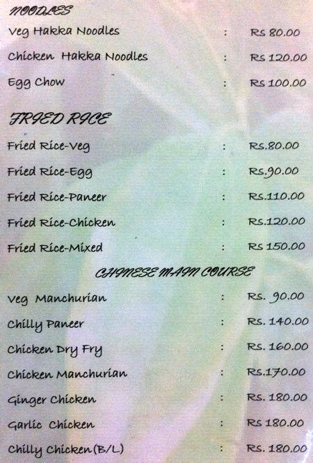 Menu at Bay Leaf, Guwahati