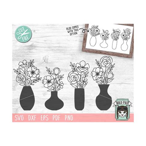 Flower Vase SVG file, Flower SVG files, Floral svg files, Fl | Inspire ...