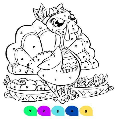 Turkey Coloring By Number Pages