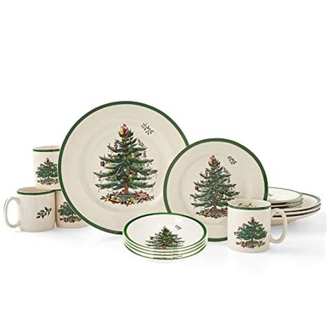 Spode Christmas Tree 16-Piece Dinnerware Set (Service for 4) - Festive ...