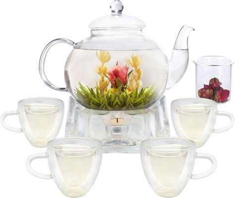 GURUDAR Glass Teapot Set, 40OZ1200ml Stovetop Safe Glass Tea India | Ubuy