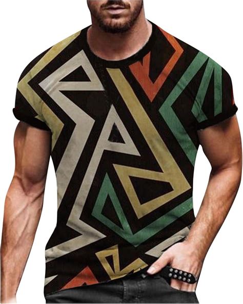 Men's Graphic Tees,Crewneck T-Shirts for Guys,Unisex Colorful Vintage ...