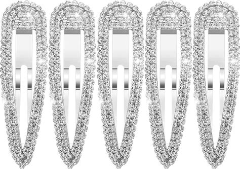 Amazon.com : LOSANJI 8PCS Rhinestone Hair Clips, Water Drop Crystal ...