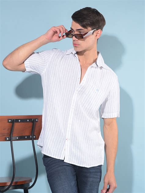 White Vertical Striped Linen Shirt – Crimsoune Club