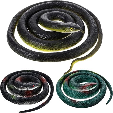 Buy 3 Pieces Large Rubber Snakes Realistic Fake Snakes Black Mamba ...