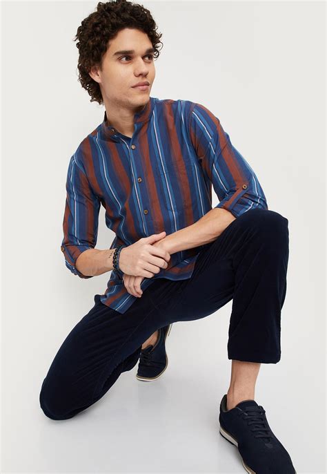 Buy Men Striped Yarn Dyed Short Kurta Online at just Rs. 999.0 ...