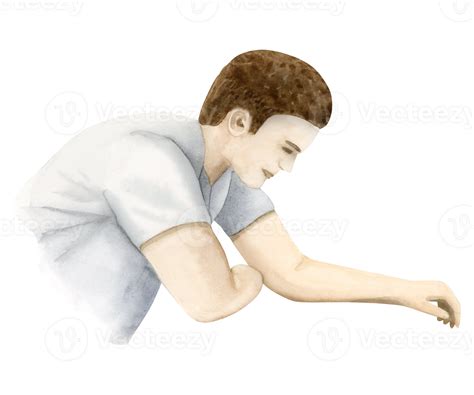 Watercolor chess player making move illustration. Hand drawn man template for intellectual board ... - Moving Illustration