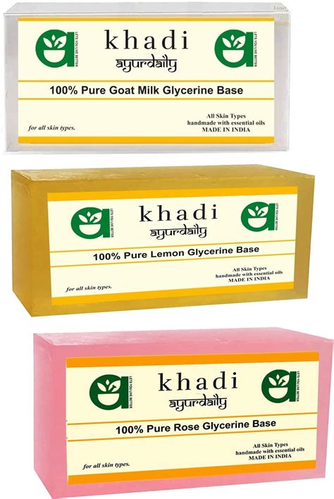 Buy Ayurdaily Herbal Khadi Base Soap Combo - Goat Milk, Lemon & Rose ...