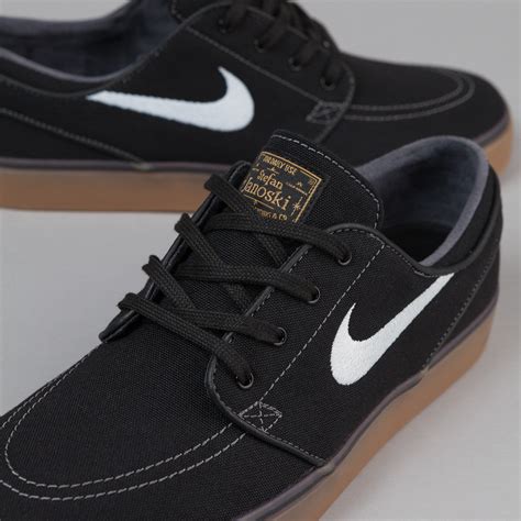 Nike SB Stefan Janoski Canvas Shoes - Black / White - Metallic Gold ...