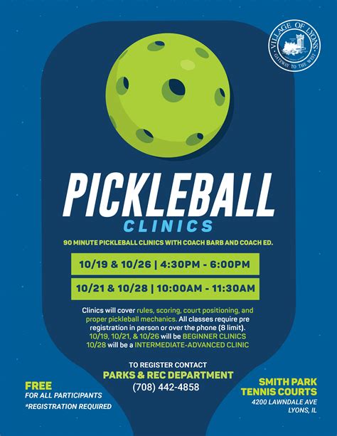 Pickleball Clinics - Village of Lyons