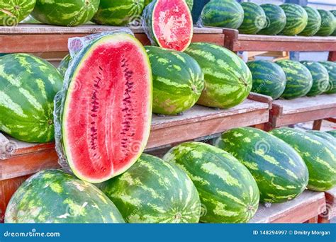 Lots of Watermelons on Display for Sale Stock Image - Image of ...