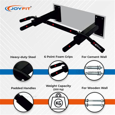 Joyfit Wall Mount Workout Bar For Pull Ups With 200Kg Load Bearing ...