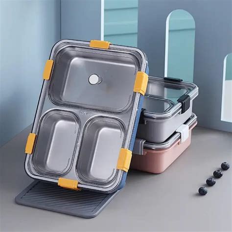 Buy Peeplvalue Stainless Steel Lunch Boxes with 3 Compartment for ...
