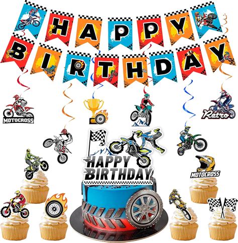 Amazon.com: Dirt Bike Birthday Party Decorations, 20 Pcs Dirt Bike Party Supplies - Motorcycle ...