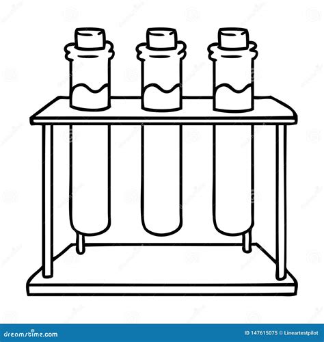 Line Drawing Doodle of a Science Test Tube Stock Vector - Illustration ...