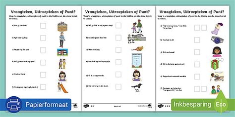 Vraagteken, Uitroepteken of Punt Aktiwiteit (teacher made)
