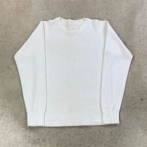 True Vintage 60s White Thermal Waffle Knit Long... - Depop