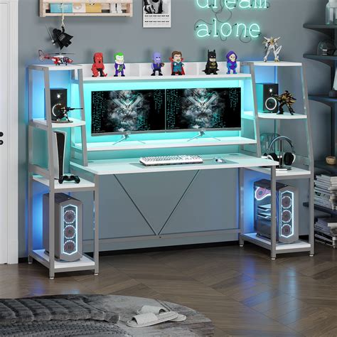 Kicode Ergonomic Gaming Desk with LED Lights and Storage India | Ubuy