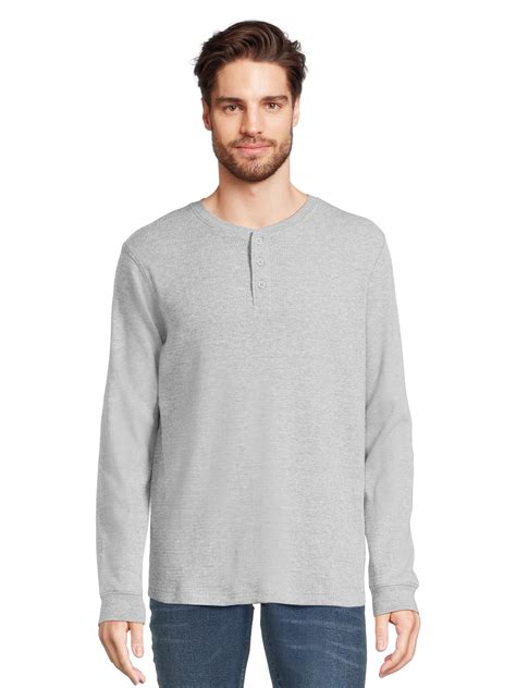 George Men's Thermal Henley Shirt with Long Sleeves, Sizes XS-5XL ...