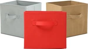 Heart Home (Pack of 3) Plain Square Foldable Storage Box (11 Inch) Red ...