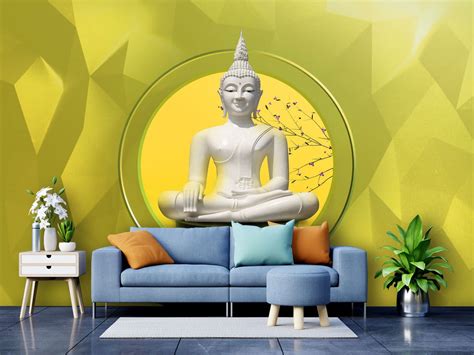 999STORE Designer Beautiful Lord Buddha Sitting Wall Paper Sticker ...