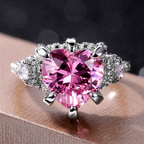 Pink Heart Diamond Ring